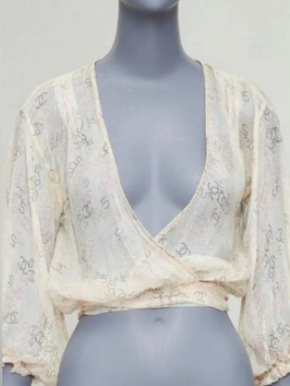 NWT Chanel Sheer Tie-Front Top -Yellow